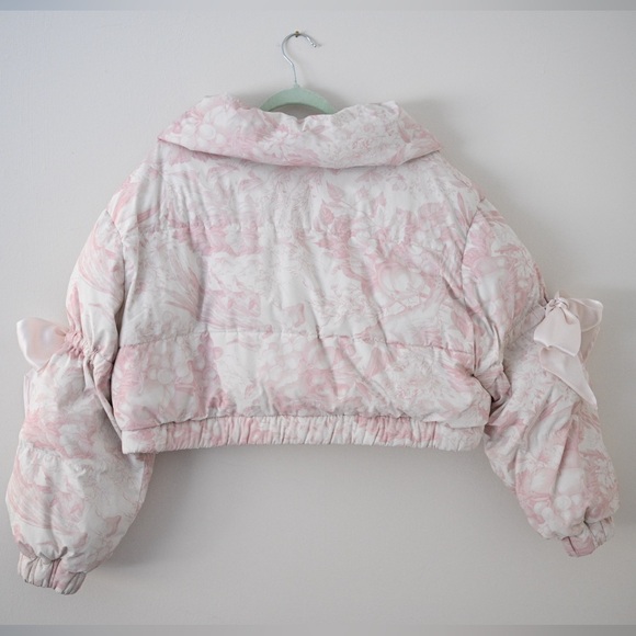 Selkie The Castle Pink Floral Marshmallow Puffer Womens Large Jacket- FreePeople - Picture 13 of 16